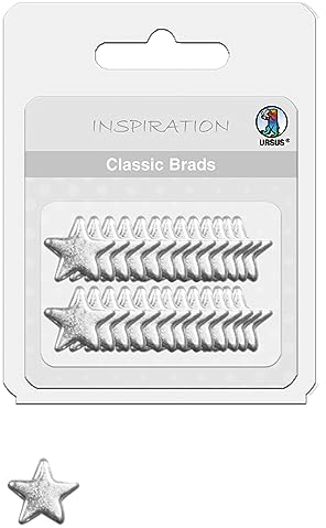 Ursus 74040018 - Classic Brads, Sterne, Silber, 26 Stück aus Aluminium, Motiv Musterklammern