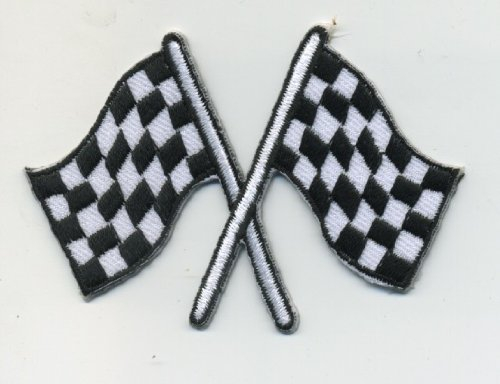 CHECKERED RACING FLAGS PATCH BADGE HOT ROD DRAG RACE MUSCLE CAR KUSTOM Iron on Sew Applique Embroidered patches