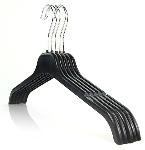 HANGERWORLD 15 Pack Strong Black Plastic Garment Coat Hangers for Clothes with Notches - All Purpose 43cm (17) (One Size, 15, count)