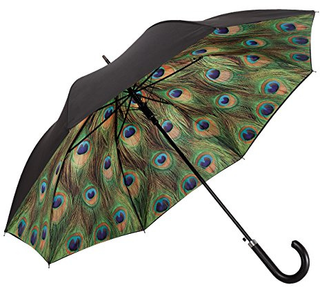 VON LILIENFELD Paraguas Pavo Real Largo Clásico Automático Grande Estable doble revestimiento