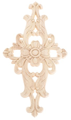 MUXSAM Wood Carved Corner Mouldings Onlay Applique Frame Furniture Home Unpainted Decor 21x15cm