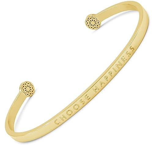 SIMPLE PLEDGE | Choose Happiness Armreif | Armband Damen mit Gravur in Silber, Gold, Roségold | Perfekt als Schmuck Geschenk | Blindgravur