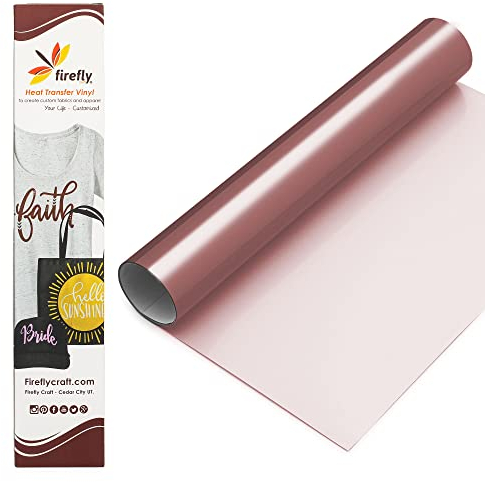 Firefly Craft Elastic Foil Rose Gold Heat Transfer Vinyl - HTV Vinyl for Cricut - Heat Press Vinyl for Shirt Transfers - Iron On Fabric Sheets - 3 Pieces, 12 X 20 (5 Feet) Each
