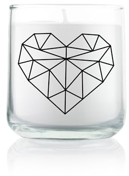 FEEL GOOD CANDLE - Duftkerze im Glas - Kerze mit Motiv als Geschenk für Frauen und zur Dekoration (Geometric Heart, Zimt - Orange)