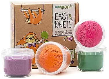 Neogrün 30956 Knete 4er Set Yuki, 120 g (4er Pack), grün, orange, rosa , lila