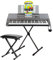 Classic Cantabile CPK-303 Keyboard Deluxe Set - 61 Tasten mit Anschlagdynamik - 508 Klänge und 180 Begleitrhythmen -inkl. Ständer, Bank, Tasche, Kopfhörer und Keyboardschule - grau