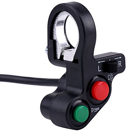 Control de luces y intermitente moto, manillar interruptor de 22 mm (7/8 pulgadas) Motorcycle manillar interruptor de faros intermitentes Cuerno rubio encendido/apagado pulsador