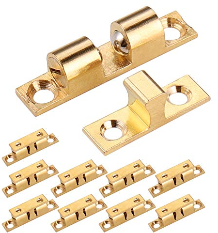 JIZZU 10Pcs Double Roller Catch, Heavy Duty Brass Cupboard Door Catch, Strong Hold Suitable for Cupboard Latch, Internal Doors, Shoe Closet