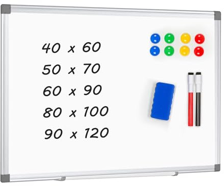 AMUSIGHT Magnetic Whiteboard Dry Erase Board, 60x90 cm, Wall Mountable White Board with Aluminum Frame for Office, Home and School