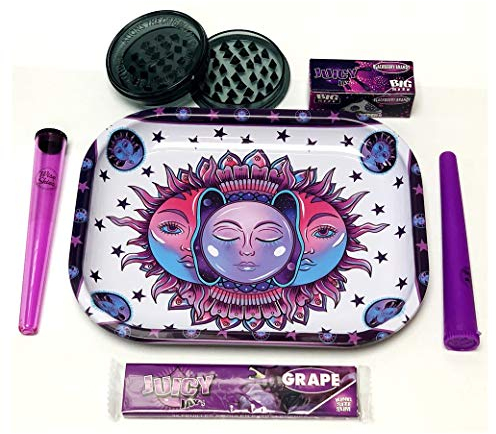 Wise Skies Purple Bohemian Rolling Tray Set