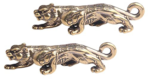 Angoily 2Pcs Messing Tiger Figurine Chinesischen Feng Shui Messing Mini Tiger Decor Statue Briefbeschwerer Chinesische Sternzeichen Tier Skulptur Glück Gott Beast Statue Home