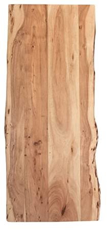 SAM Tischplatte 140x60 cm Toni, Holzplatte Akazienholz massiv + naturfarben + lackiert, Baumkanten-Platte für Heimwerker, Arbeitsplatten, Tische & Fensterbretter