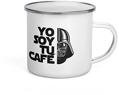 Antracita Taza desayuno metalica retro soy tu cafe vintage para desayuno o excursion darth 300ml