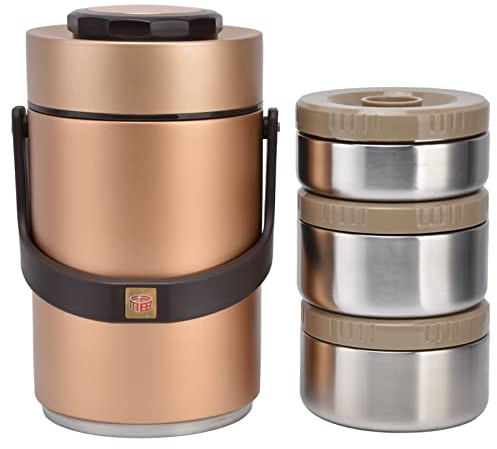 2.3L Insulated Thermos for Hot Food 304 Stainless Steel 3 Levels Leak-Proof Stackable Thermal Lunch Box Containers Empty Food Jar Soup Storage for School Office (2#)
