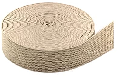 GANGYUAN 5 Yards Long 20mm 25mm Wide Colorful Heavy Stretch Elastic Band for Sewing Crafts DIY (Cream-Coloured, 25mm)