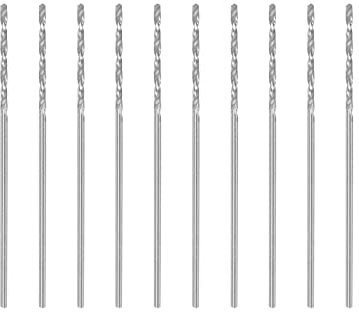 sourcing map 10 Pcs 0.8mm HSS(High Speed Steel) W6542 Micro Drill Bits, Fully Ground Jobber 34mm Length Drill Bit for Mild Steel Copper Aluminum