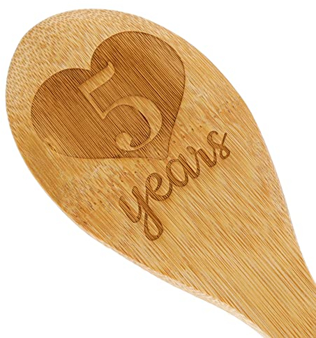 Cuillère en bois gravée pour 5ème anniversaire de mariage, cadeau d'anniversaire de mariage 5 ans