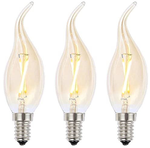 LITECRAFT Light Bulb 2 Watt E14 Small Edison Screw Warm White LED in Gold Tint - 3 Pack
