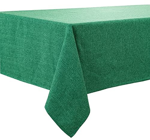 BALCONY & FALCON Rectangle Tablecloth, Wrinkle Resistant Water Proof Table cloth, Decorative Linen Fabric Tablecloths for Dining, Parties, Kitchen, Wedding and Outdoor Use (Emerald Green, 140x240cm)