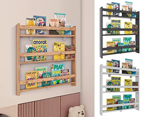 VCM Holzregal hängend | platzsparendes Regal | Maße: H. 80 x B. 70 x T. 10 cm | Elegantes Regal hängend | Aufbewahrungsregal | Bücherregal | Wandboard - Kidos Honig-Eiche