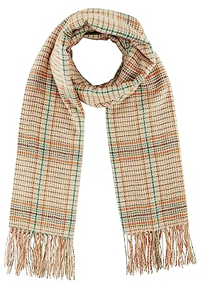 TOM TAILOR Damen 1037719 Schal mit Karomuster, 32426-grey orange Green Check Woven, OneSize