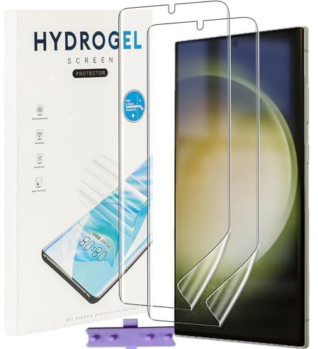 NUCNOK 2 Pezzi Pellicola Protettiva per Samsung Galaxy S23 Ultra (Non Vetro Temperato),HD Film Hydrogel Flessibile,Supporta Lo sblocco delle Impronte digitali,Copertura Completa Anti-Graffio
