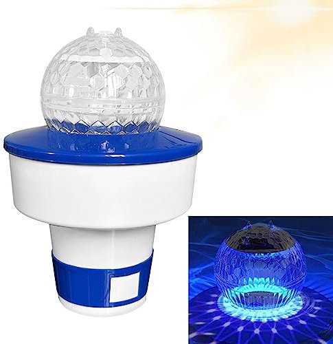 tabletas cloro, flotante dispensador cloro para piscina con luz solar piscina flotador químico ajustable para tabletas piscina dispensador cloro flotador