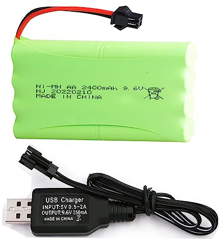 Yangers RC Rechargeable 9,6 V 2400 mAh Ni-MH Batterie SM 2P Connecteur avec Chargeur USB pour Voiture RC Off Road Truck Jumper Jouets