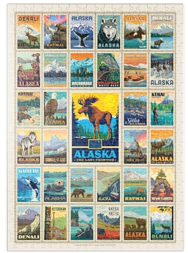 MyPuzzle Alaska: Multi-Image Print, Vintage Poster - Premium 500 Teile Puzzle - MyPuzzle Sonderkollektion von Anderson Design Group