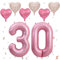 Rosa Luftballon 30, XXL Riesige Geburtstag Ballon 30, 40 - 101cm Ballon Zahl Deko Folienballon Zahlen 0 & 3, Geburtstagsdeko Jubiläum Party Deko, Fliegt mit Helium (Nummer 30)