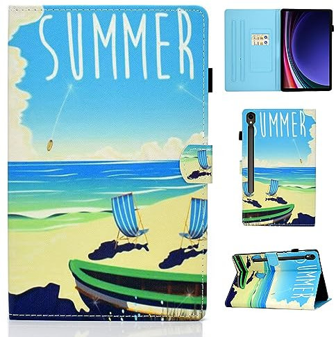 CXTCASE Funda para Samsung Galaxy Tab S9 2023 (SM-X710 / X716B / X718U) 11.0, Tablet Cárcasa Cuero PU Magnetica para Samsung Galaxy Tab S9 2023, Playa