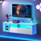 DlandHome Meuble TV flottant avec lumières LED, étagère TV murale de 100 cm, console multimédia avec rangement pour salon, chambre à coucher, blanc