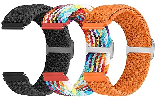Bracelet tressé de 22 mm compatible avec Samsung Galaxy Watch 3 45 mm/Galaxy Watch 46 mm/Gear S3 Frontier/Garmin Venu 3/2/Vivoactive 4/Forerunner 570 (47 mm)/Amazfit Bip 6/5/GTR 4/3/2/Balance Femme