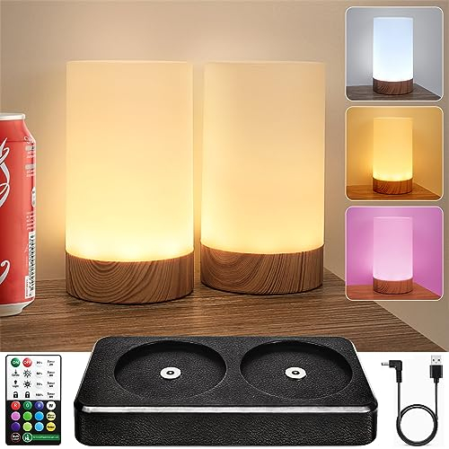 HL LED Nachttischlampe 2er Set Dimmbar Fernbedienung,Tischlampe 12 Farben 4 Modi,Wasserdich Nachtlicht Timing Memory Funktion für Heim Esszimmer Hotels Bar und Camping ( Zylinder)
