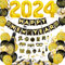 Silvester Deko 2024 Schwarz Gold, New Year Decoration 2024, Neujahr Deko 2024, Silvester Party Deko 2024,Folienballon Silvester,New Year Deko Banner, luftballons silvester 2024 für Silvesterparty