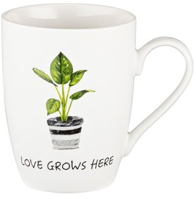 VILLA ITALIA Dekorierter Porzellanbecher BOTANIC 330ml - Kaffeebecher Porzellan - Große Tasse - Kaffeebecher Keramik - Kaffeetassen - Teetasse - Becher - Tasse Keramik - Tea Mug - Teebecher