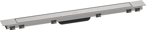 hansgrohe RainDrain Match Plus - Fertigset Duschrinne, Abflussrinne 800mm, Bodenablauf Dusche mit höhenverstellbarem Rahmen, Edelstahl gebürstet