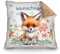 PR Print Royal Personalisiertes Kuschel-Kissen für Kinder mit Füllung - mit Name selbst gestalten - Fuchs Kissen für Mädchen und Jungs, Kinderkissen mit Name | 40 x 40 cm, Rückseite Mokka