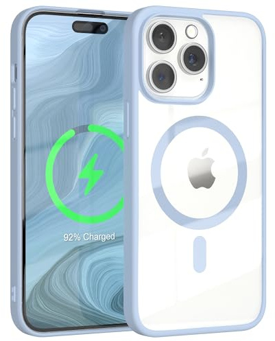 EAZY CASE Crystal TPU Hülle kompatibel mit iPhone 15 Pro Max kompatibel mit Qi-Charging, Silikon mit Kameraschutz, Slimcover, Handyhülle, Silikonhülle, Backcover, Durchsichtig, Transparent/Blau