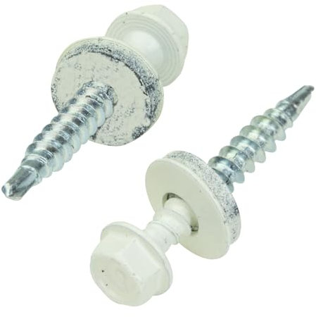 Trapezblechschrauben 4,8x35mm 250 Stück | Reinweiß - RAL 9010 | Selbstschneidene Schrauben Bohrschrauben mit Dichtscheibe