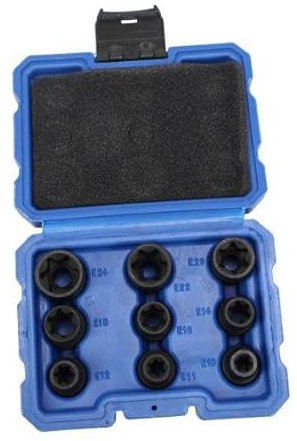 US PRO Tools 9PCS 1/2 DR Impact E-Star Sockets Female Torx E10 - E24 7522