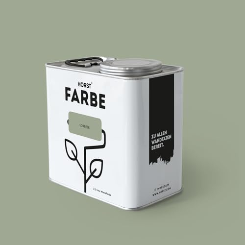 HORST Wandfarbe Lorbeer 2,5L - Hochwertige Innen-Farbe - Hohe Deckkraft & Schnelltrocknend - Geruchsneutral - Spritz- & Tropffrei - 100% Natürlich - Grün