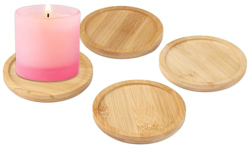 Lotbun 4 Stück Kerzenteller, Kerzenständer Holz, Kerzenuntersetzer Holz Kerzenteller für Kerzen mit Durchmesser Von 8 cm, Kerzenteller, Rund Kerzenteller