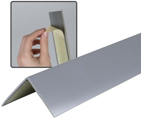 Dalsys Profilé d'angle en PVC autocollant 200cm Gris, Profilé de protection d'angle/Baguette d'angle pour protection haute des bords