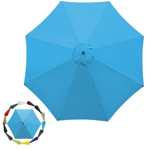 200cm 270cm 300cm / 6ribs 8 Ribs Replacement Parasol Fabric Cover, Umbrella Cloth Replacement, Garden Parasol Canopy Cover(Color:Lake blue,Size:6 ribs-2.7m(8.8ft))