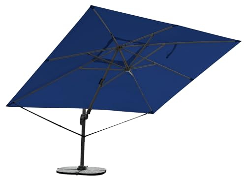 RS Trade Sonnen Ampel Garten Marktschirm 3x4m, 9-fach neig- kippbar, dunkelblau