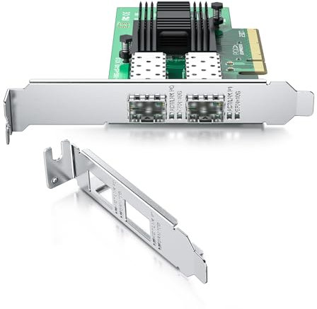 REDLUX 10Gb Ethernet PCIE Network Card for Intel X520-DA2, 82599ES Chip, Dual SFP+ Ports, PCIe 2.0x8, 10G NIC Card with half & full height bracket Support Windows 7/8/10/Linux/Vmware