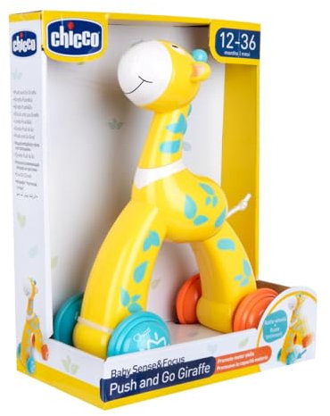 Chicco Giraffe Push&Go, Spielzeug für Kinder von 12-36 Monaten, zur Förderung der Psychomotorik, REGT Kinder zum Laufen an, farbenfrohes Design, mit gummierten Rädern, Spielzeug für Kleinkinder