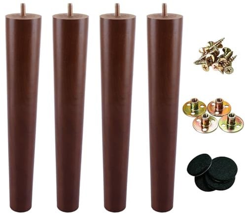 JMIATRY 30cm Wooden Furniture Legs Set of 4, Nature Solid Wooden Sofa Legs, Sofa Replacement Feet with Mounting Plate & Screws for Cabinet, Bed, Chair, Sofa, Dresser Table and TV Stand
