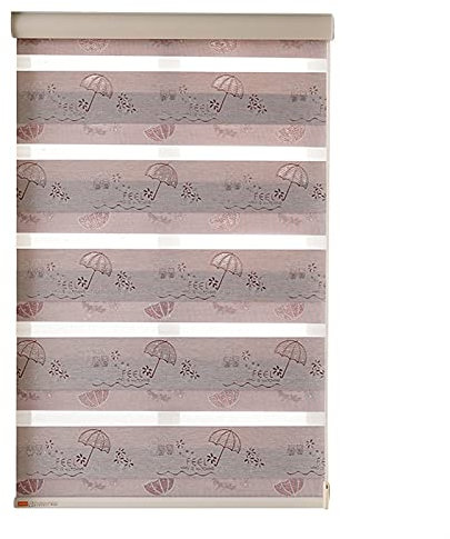 Fensterblenden Doppelschicht Roller Blinddruck Stoff Vorhang Valance System Transparente Zebra-Jalousien mit Klammern for Fenster Fensterdekoration mit mehrstufigen Blättern(Dark Grey,120x180)